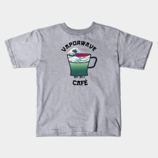 Vaporwave Aesthetic Great Wave Off Kanagawa Cafe Coffee Kids T-Shirt